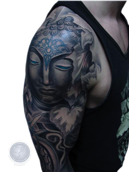 Tattoos - spiritual Buddha sleeve tattoo - 128402